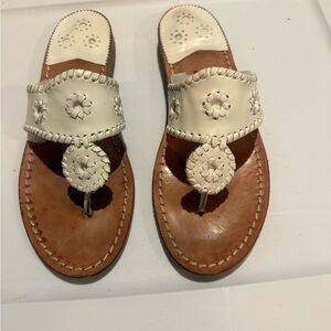 Jack Rogers White Sandals with Embellished Design